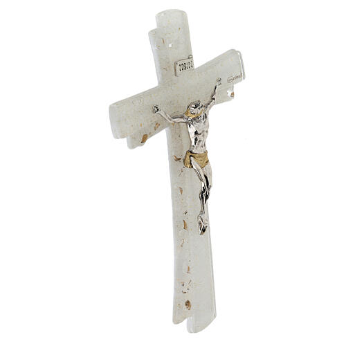 Murano glass crucifix, 6 in, gold and strass 2