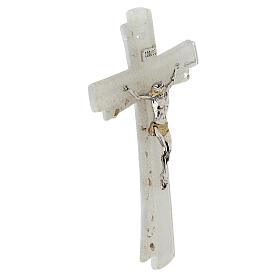 Crucifixo vidro Murano 16 cm dourado com strass
