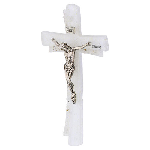 Crucifixo vidro Murano 16 cm dourado com strass 2