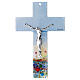 Murano glass crucifix, 6 in, multicoloured with flowers and Naples s1