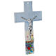 Murano glass crucifix, 6 in, multicoloured with flowers and Naples s2