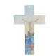 Crucifix verre Murano 16 cm multicolore fleurs blanches silhouette Naples s3