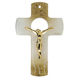 Kruzifix aus Muranoglas Christus Gold, 16 cm