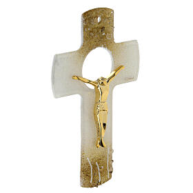 Murano glass crucifix, 6 in, golden body of Christ