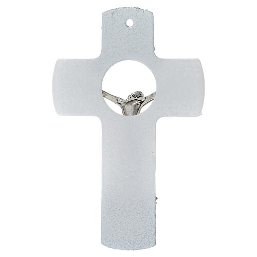 Crucifix verre Murano 16 cm argent strass 3
