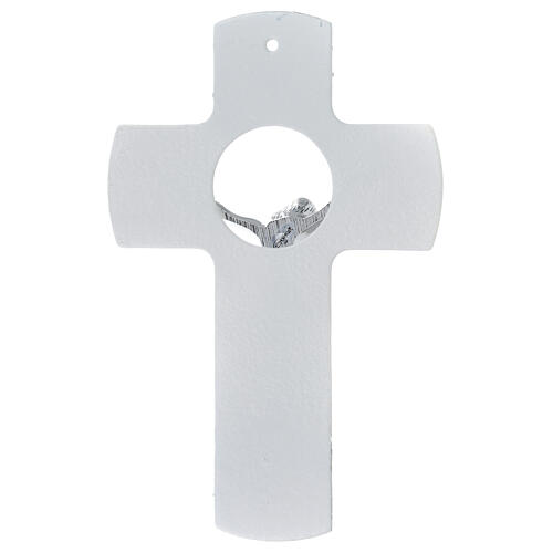 Crucifix verre Murano 25 cm argent strass 3