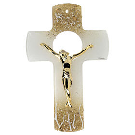 Crucifix verre de Murano 25 cm Christ or