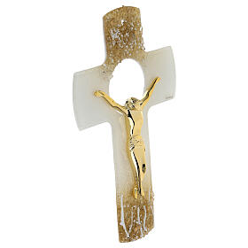 Crucifixo vidro de Murano 25 cm Cristo ouro strass