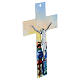 Murano glass crucifix, 10 in, multicoloured with flowers and Naples s2