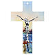 Crucifix verre Murano 25 cm multicolore fleurs Naples s1