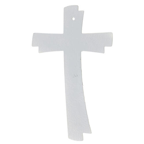 Crucifix courbé double verre Murano 25 cm doré strass 3