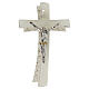 Crucifix courbé double verre Murano 25 cm doré strass s1