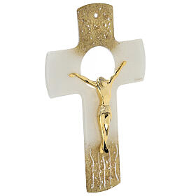 Crucifixo vidro de Murano 34 cm Cristo dourado
