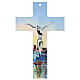 Crucifixo vidro de Murano multicolor 34 cm flores brancas e Nápole s1