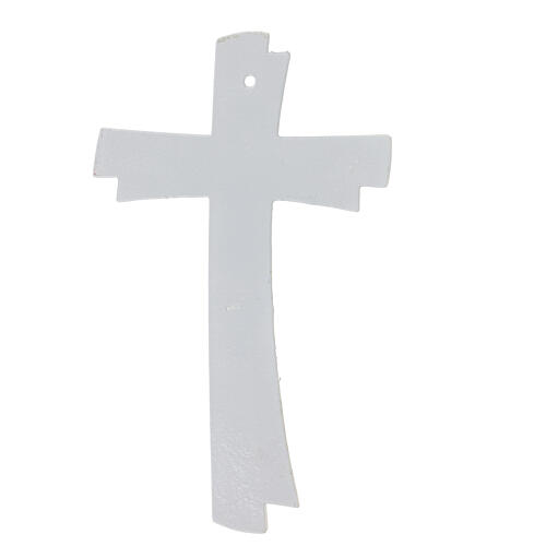Crucifix courbé double verre Murano 35 cm doré strass 3