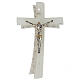 Crucifix courbé double verre Murano 35 cm doré strass s1