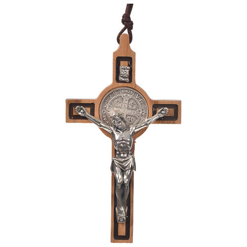 Pendant cross St Benedict olive wood 1
