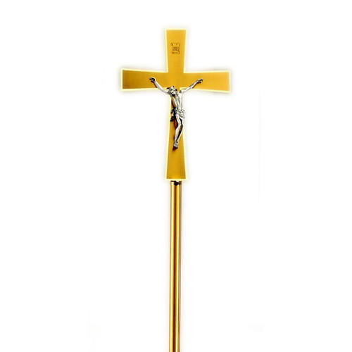 Croce astile dorata INRI con asta 2