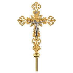 Processional cross in bronze with decorations