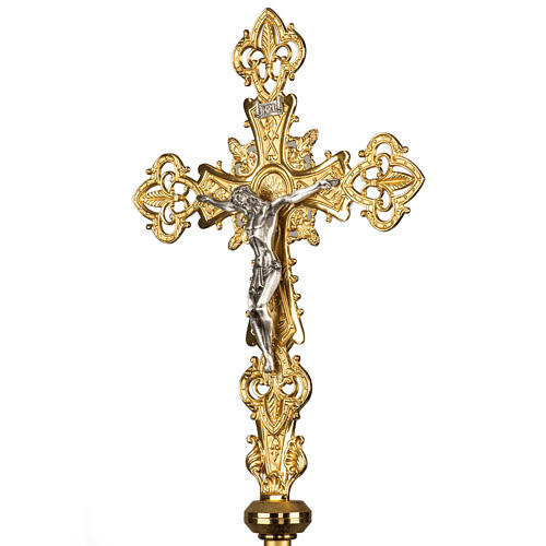 Cruz procesional en bronce con decoración 2