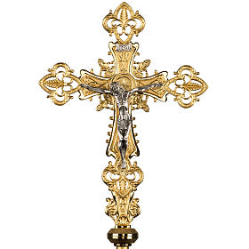 Processional cross in bronze with decorations
