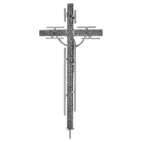 Vortragekreuz, stilisiert – Bronze, versilbert, 2,6 cm Stabdurchmesser 6
