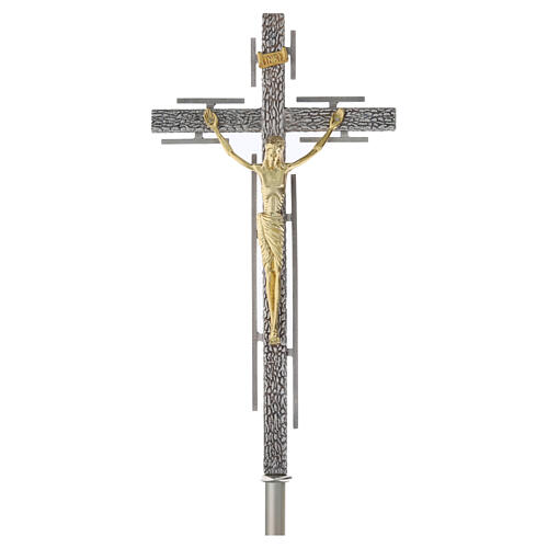 Cruz procesional estilizada en bronce 1