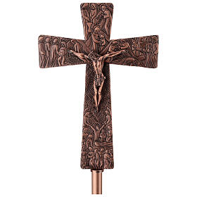 Processional cross in bronze with Stations of the Cross images