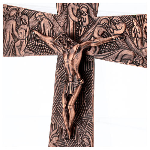 Processional cross in bronze with Stations of the Cross images 2