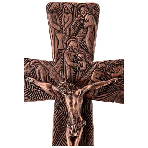 Processional cross in bronze with Stations of the Cross images 5