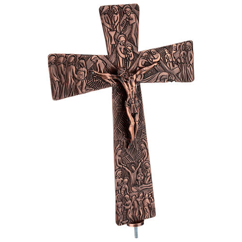 Processional cross in bronze with Stations of the Cross images 6