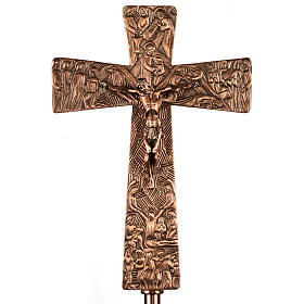 Processional cross in bronze with Stations of the Cross images
