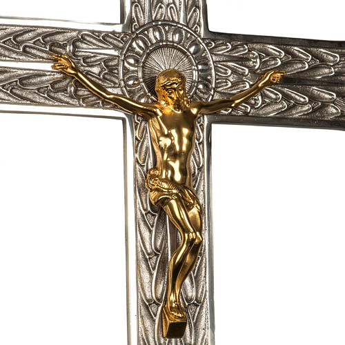 Cruz procesional bronce plateado cuerpo dorado 2