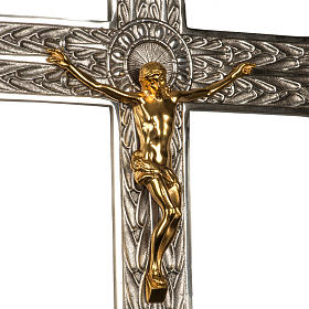 Krzyż procesyjny brąz posrebrzany ciało pozłacane
