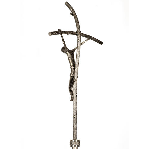 Vortragekreuz aus Bronze, versilbert, Modell Krummstab 6