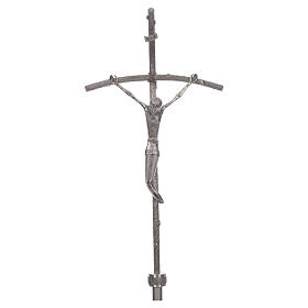 Processional cross, crosier in silver plated bronze