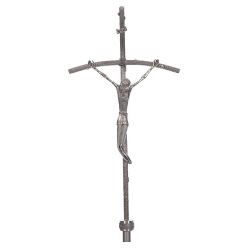 Processional cross, crosier in silver plated bronze 1