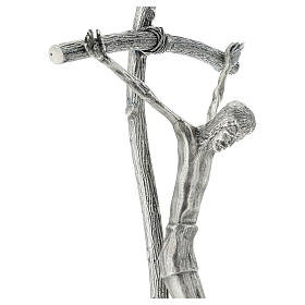 Vortragekreuz aus Bronze, versilbert, Modell Krummstab Johannes Paul II