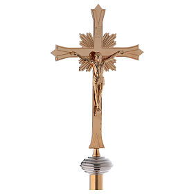 Cruz processional com base em latão dourado