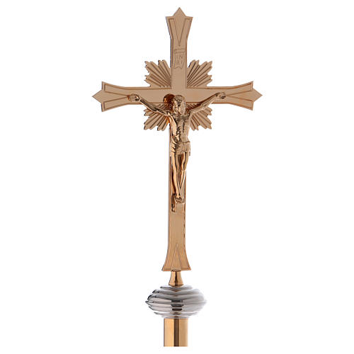Processional cross with base in gold-plated brass 1