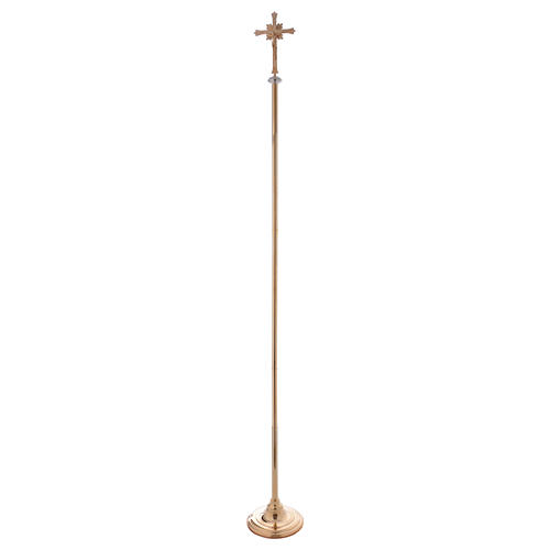 Processional cross with base in gold-plated brass 2