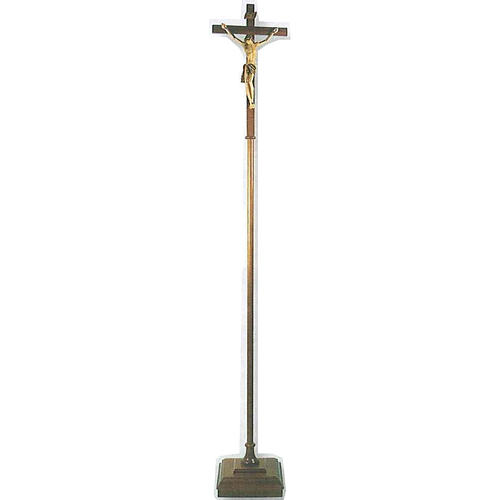 Processional cross in wood H180cm with base 1