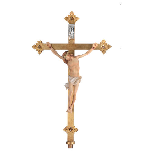 Croix procession bois h 220 cm avec base symbole Agneau 4
