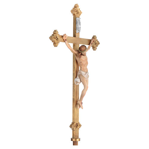 Croix procession bois h 220 cm avec base symbole Agneau 5