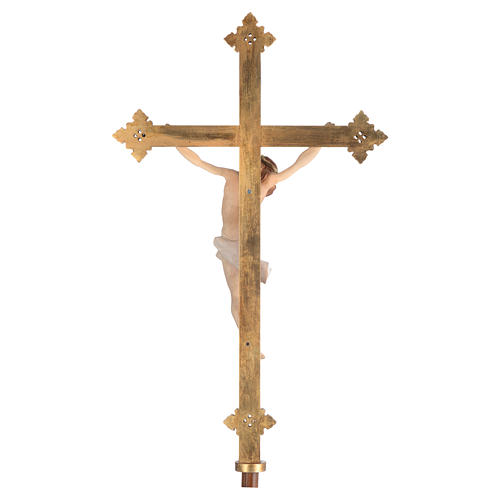 Krzyż procesyjny drewno h 220 cm z podstawą symbol Baranka 6