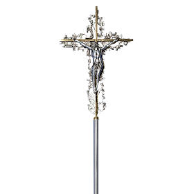 Croix pour procession laiton moulé bicolore 62x40 cm