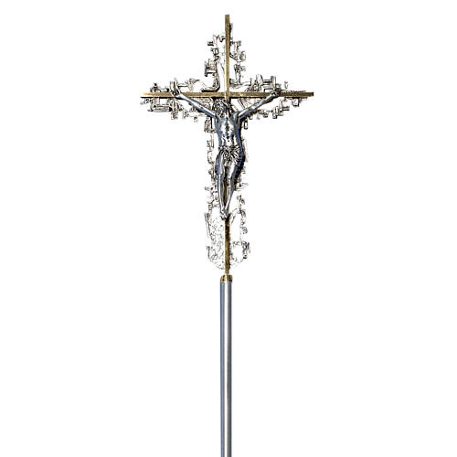 Krzyż procesyjny dwukolorowy odlew mosiądzu 62x40 cm 1