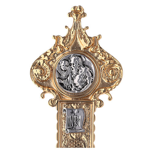 Processional cross with 4 Evangelists in two tone brass 62x40cm 6