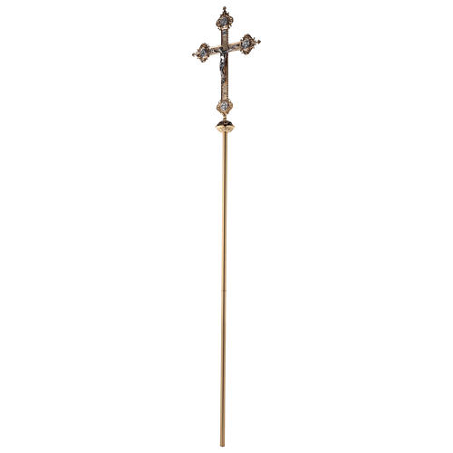 Processional cross with 4 Evangelists in two tone brass 62x40cm 9