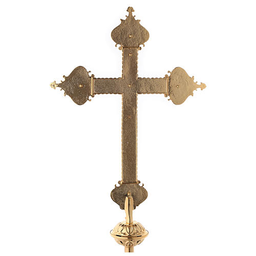 Processional cross with 4 Evangelists in two tone brass 62x40cm 11